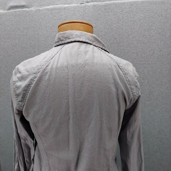 Guess Long Sleeve Button Up Collared Shirt Grey Zippered Pockets SZ Small VTG - Picture 6 of 8